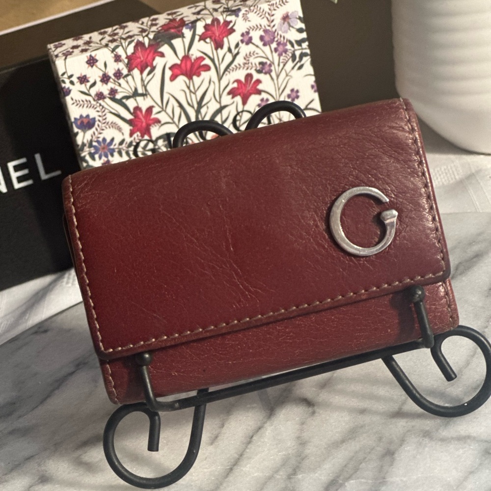 GUCCI GG Key Case Holder 212177 Burgundy Leather Card Holder